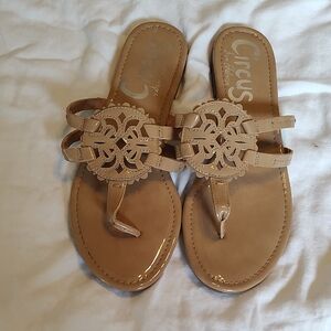 Circus by Sam Edelman Tan Sandals with Elegant Medallion Design